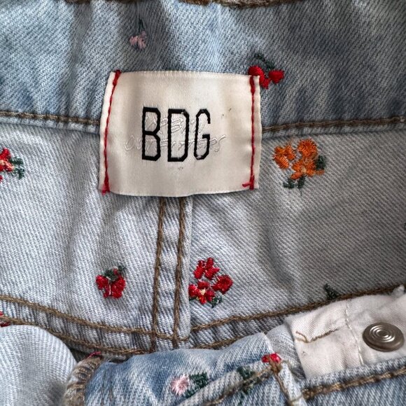 BDG Urban Outfitters High Rise Loose Baggy Wide Leg Embroidered Denim Jeans 27 - Picture 5 of 8